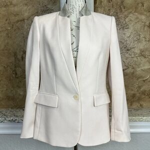 Stella McCartney Wool Blazer Size 40 One Button‎ Stand Collar Light Pink
